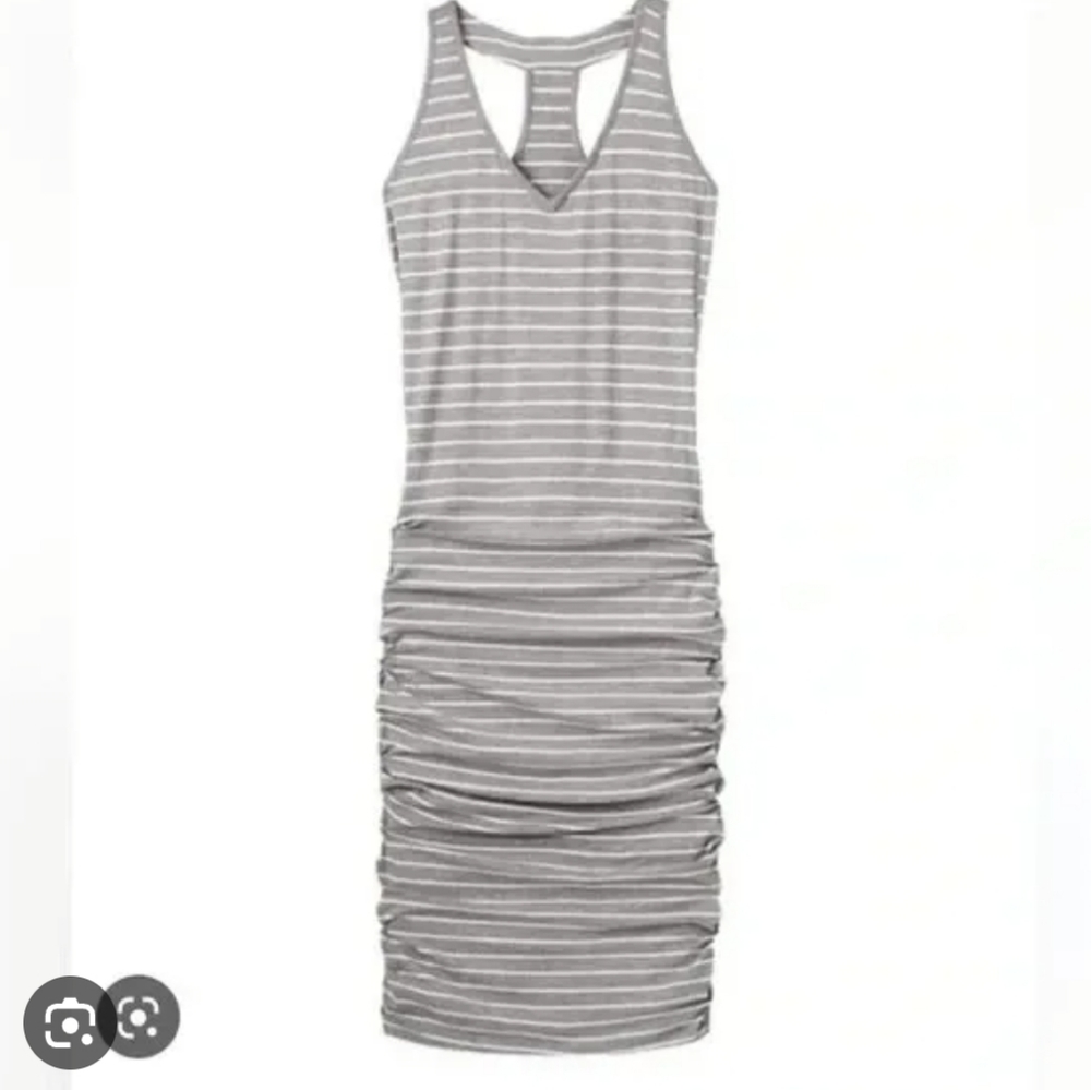 ❤️ NWT! ATHLETA STRIPED RACERBACK RUCHED MIDI DRESS, XL - Picture 2 of 11